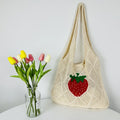 New Arrival Vintage Crochet Wool Shopping Tote Bags for Women Cute Strawberry Pattern Mesh Beach Knitted Tote Bags Vintage Lady
