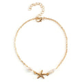Women New Gold Beach Fashion Jewelry Summer Hotwife Pearl Starfish Charm Simple Foot Anklet