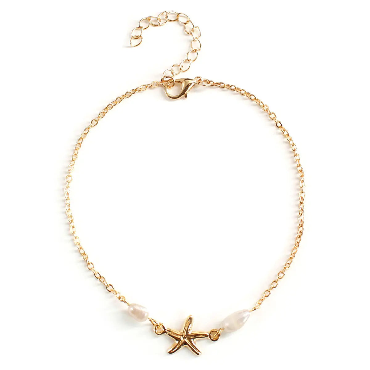 Women New Gold Beach Fashion Jewelry Summer Hotwife Pearl Starfish Charm Simple Foot Anklet
