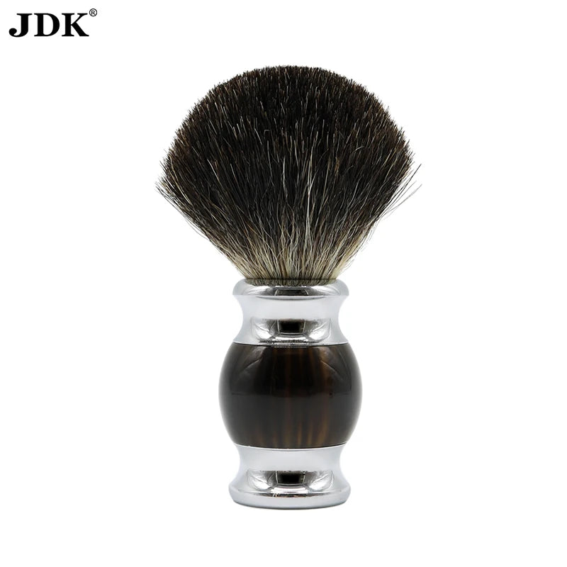 JDK Wholesale Good Prices 100% Pure Badger Hair Black Resin Barber Use Private Label Shaving Brushes for Men