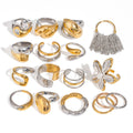 J&D 18K Gold Plated Stainless Steel Mix Color Ring Geometric Waterproof Fashion Jewelry for Women