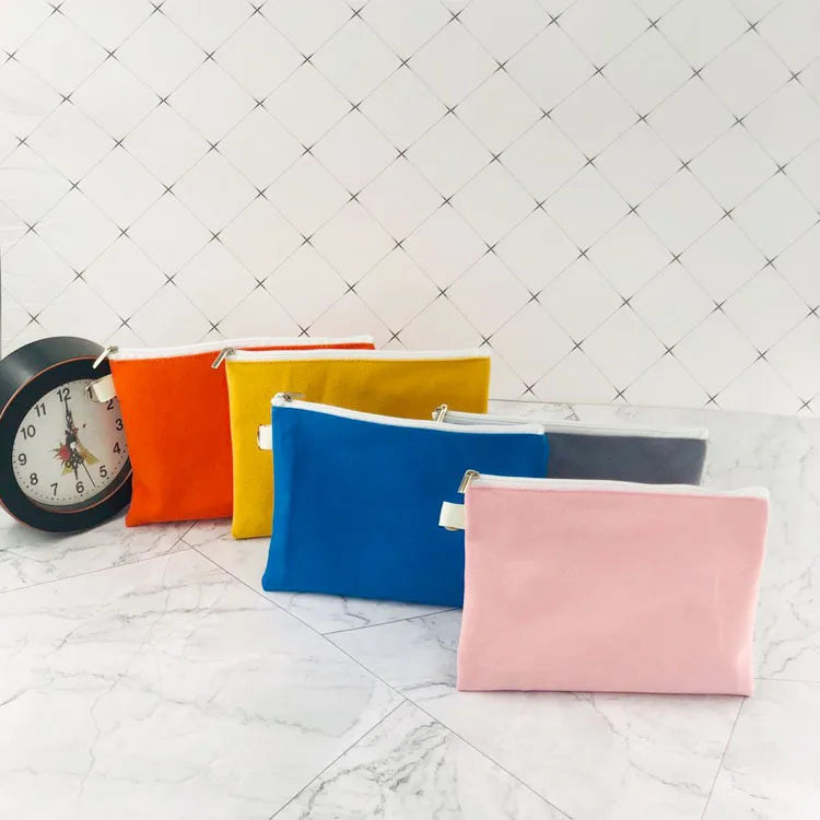 Custom Eyelash Logo Characters Small Canvas Cotton Makeup Cosmetic Bags Travel Pouches with Zipper for Lady