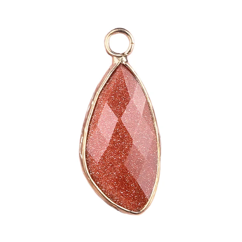 Fine Exclusive Trendy Gold Water Plated Drop Pendant Natural Goldstone Gemstone Pendant OEM Party Gift