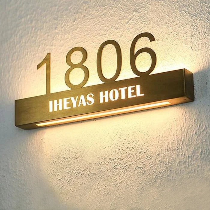 House Sign Hotel Suppliers Illuminated Hotel Room Number Sign House Numbers with LED Lights