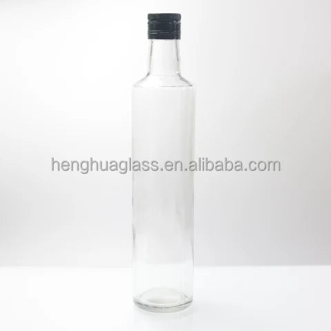 Wholesale 500ml 50cl  16oz Round Clear Marasca Olive Oil Glass Bottle Liquid Container Packing With Screw Cap