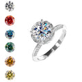 Fine Jewelry 925 Sterling Silver Flower Shape Base Designer Round Cut 2CT VVS1 GRA Multi Colored Moissanite Rings for Women