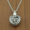 Mom Heart Urn Necklace Ashes Memorial Religious Cremation Stainless Steel Mama Pendant Keepsake Holder Container Flower MOM Jar