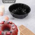 Chefmade WK9976 Carbon Steel Black Silver Non-Stick 10 Inch Fluted Tube Cake Pan Pumpkin Shape Pan for Baking.