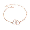 New Rose Gold Double Heart Crystal Alloy Bracelet