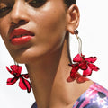 ZA New Fashion Long Red Acrylic Resin Leaf Flower Petal Drop Earrings for Women Party Summer Jewelry Petal Wholesale