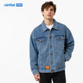Fashion Custom Logo Denim Jacket Mens High Quality Printing Black Denim Jackets for Casual Life