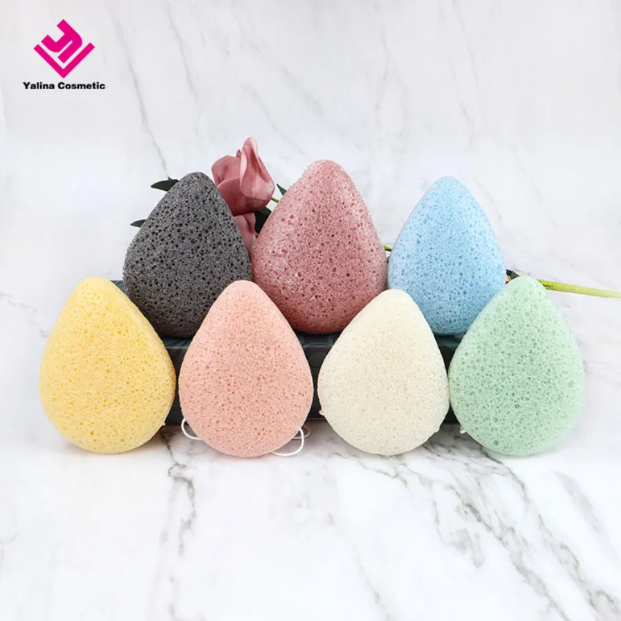 100% Natural Facial Konjac Sponge Cleanser Private Label Water Dropped Konjac Sponge With Multiple Colors shapes