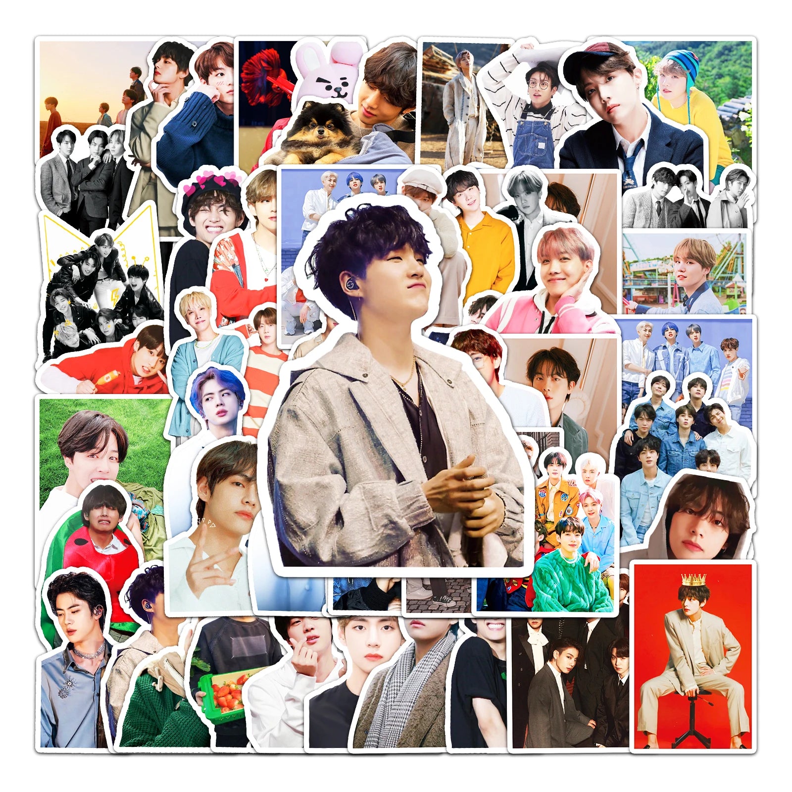 50Pcs Korean Groups BT Decorative Stickers for Girl Kids Suitcase Laptop Bike Guitar Bottle Skateboard Vinyl PVC Decals