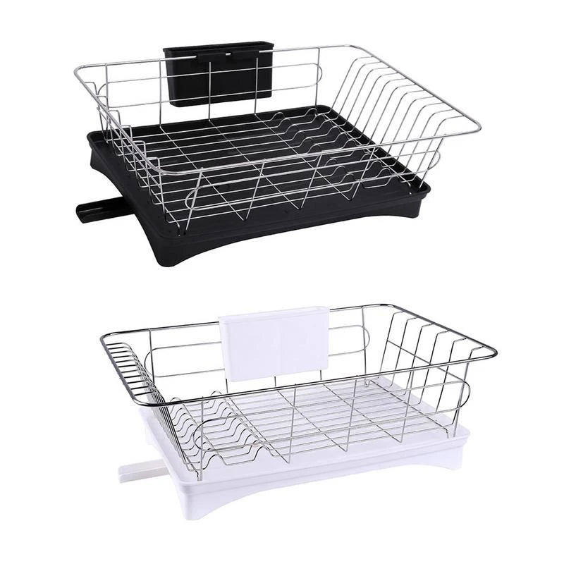 HelloWorld New Fashion Multifunctional Stainless Steel Dish Rack Dry 3-piece Set of Removable Anti-rust Tableware for Kitchen Storage Rack