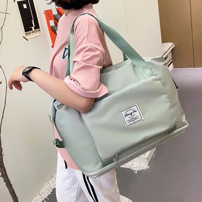 Wholesale New Expandable Travel Luggage Bags Large Capacity Unisex Custom Sport Folding Duffle Oxford Waterproof Nylon Zipper