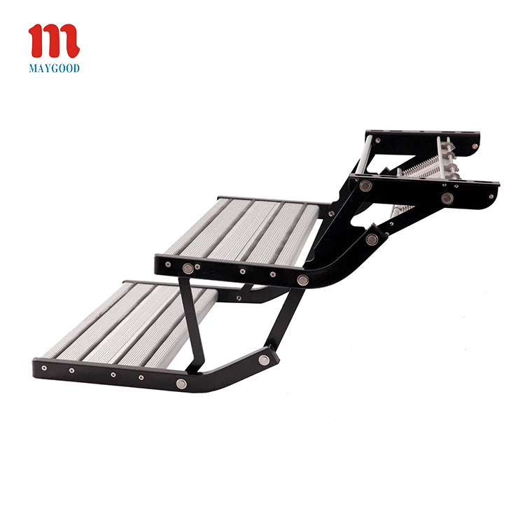 MAYGOOD Camper Van Accessories 550x230mm Aluminum RV Folding Ladder Steps Double Layer Entry Step