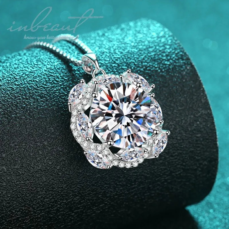 Silver 925 Original 10 Carat Brilliant Cut Diamond Test Past D Color Moissanite Cushion Shape Pendant Necklace Fine Jewelry