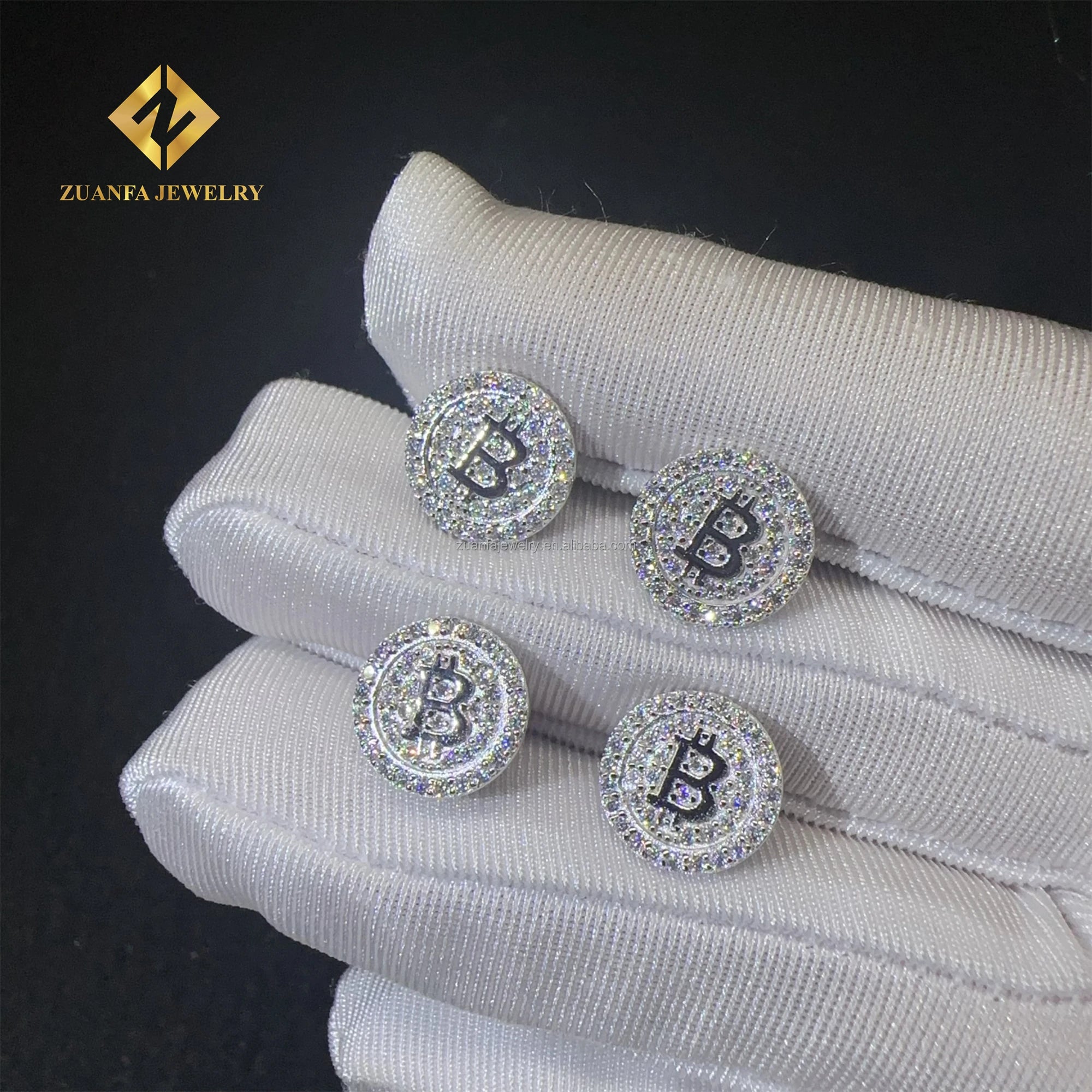 Bulk Stock 925 Sterling Silver Rhodium Plated Hip Hop Earring Jewelry Iced Out  D VVS1 Moissanite Diamond Men Stud Earrings