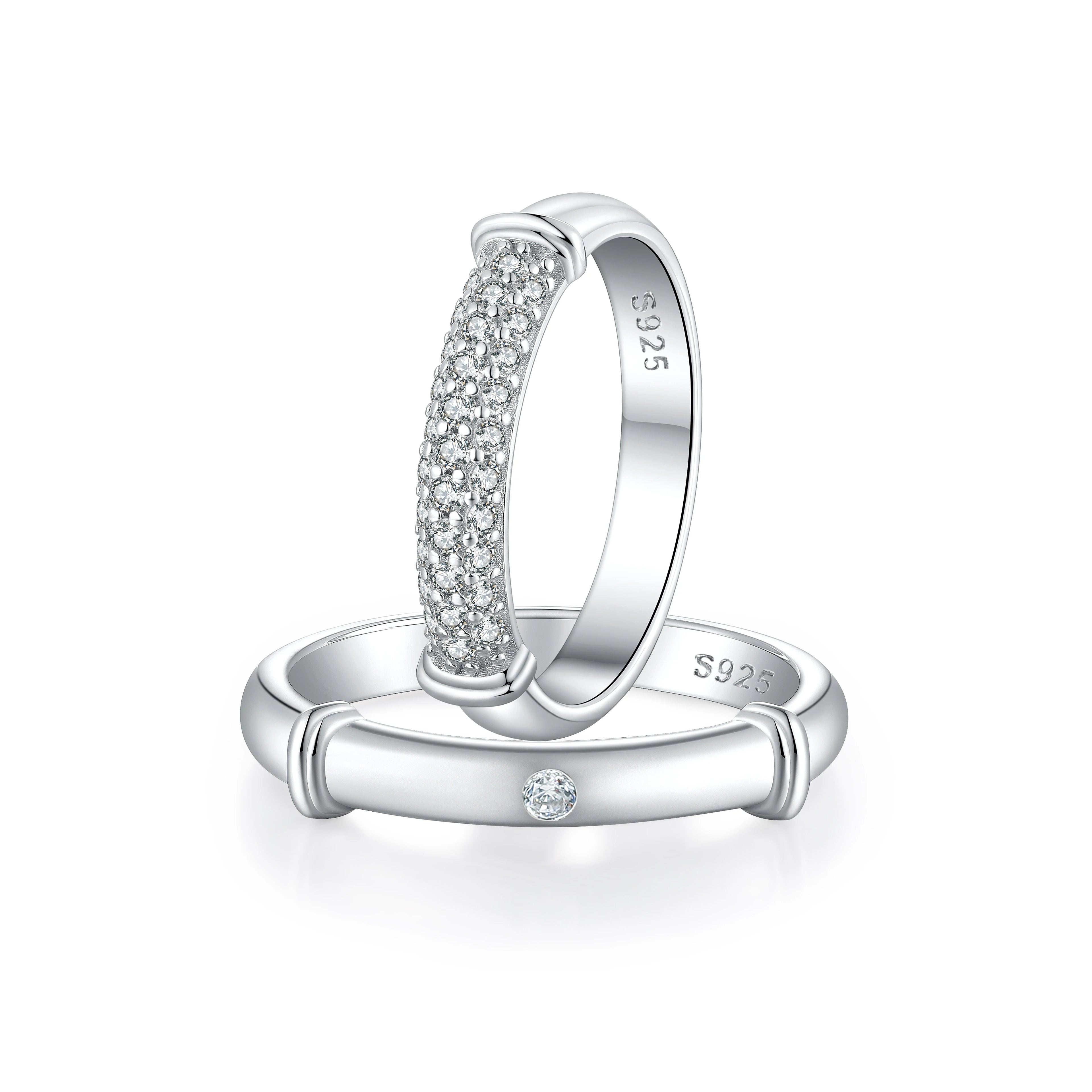 Personalized Original 925 Sterling Silver Rings Wedding Rings Couple Set 3A Zircon Engagement Fine Jewelry Finger Ring for Women
