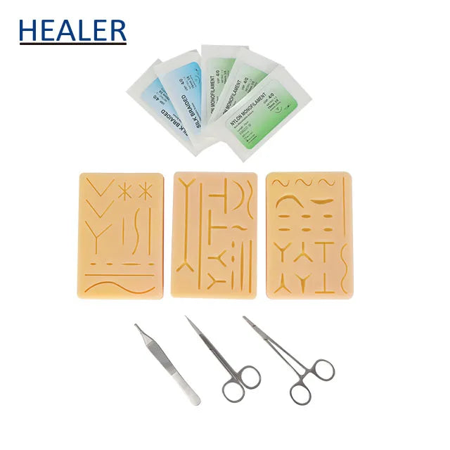 Medical Science 3 Silicone Surgical Suture Skin Pads Wounds Simple Suture Practice Kit Medical School Training Anatomical Model