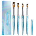 Shine Chance 4PCS Size 6# 8# 12# 16# Glacier Blue Professional Grade KOLINSKY Acrylic Nail Brush Set Metal Handle for Nail