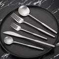 18/8 Stainless Steel Flatware Set Matte Silverware Luxury Cutlery for Home Kitchen 4 Durable Utensils Disposable for Giveaways