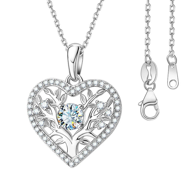 Tree Life Love Design 1ct VVS Silver 925 Chain Diamond Pendant Moissanite Necklace
