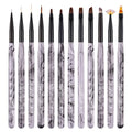 Factory Supplies Black Acrylic Handle UV Gel Nail Design Liner Nylon Brush Manicure Kit for Nail Salon Kolinsky