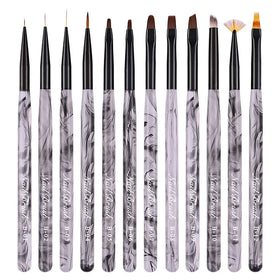 Factory Supplies Black Acrylic Handle UV Gel Nail Design Liner Nylon Brush Manicure Kit for Nail Salon Kolinsky