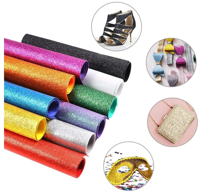 Breathable Waterproof Anti-static 100% Polyester PET Glitter Felt Sheets for DIY Crafts Bags Hats Jewelry & Home Decor