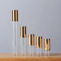 1ml 2ml 3ml 5ml 10ml Mini Travel Steel Roller Ball Cylinder Shape Glass Perfume Essential Oil Clear Bottle with Aluminium Cap