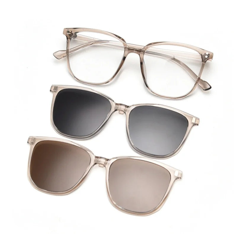 TR90 High-End Unisex Prescription Glasses Frame Magnetic Self-Adhesive Polarized Sunglasses with Trendy Style
