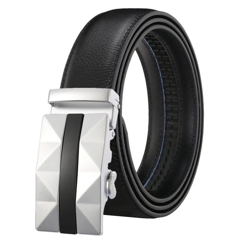LQbelt Men's Automatic Buckle Belt Waistband Leather Belts for Men Ratchet Belt Custom LOGO OEM Factory