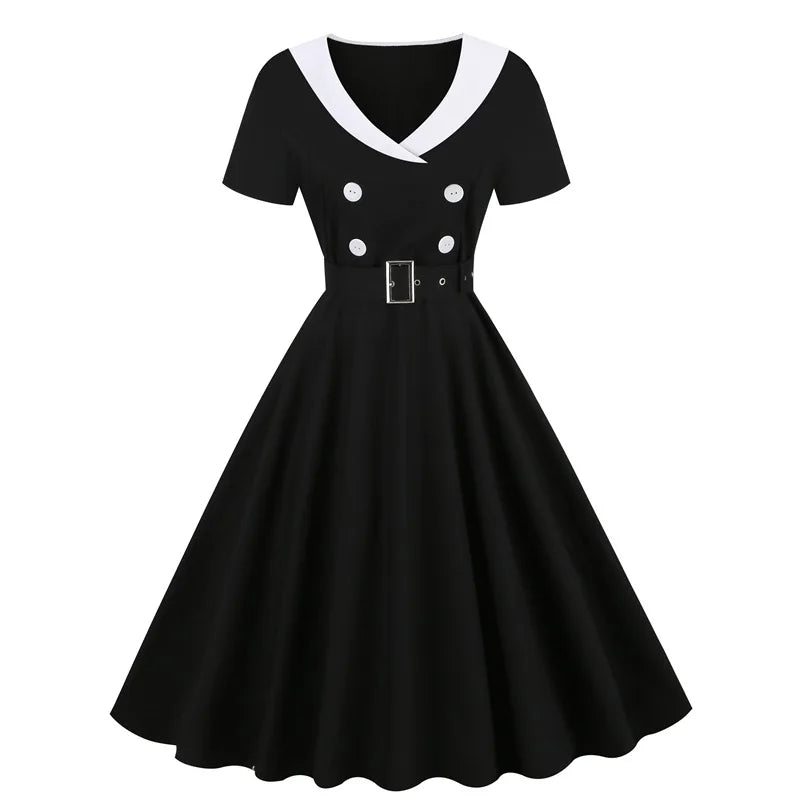Women Vintage Dress 1950s 60s Retro Print Dress Floral Cotton Women Ladies Swing Rockabilly Dresses Vestidos