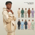2025 Winter Solid Color Blank Fleece 100% Cotton Thick 360 GSM Heavy Weight Spray Dyed Hoodies for Men Hoodie Set