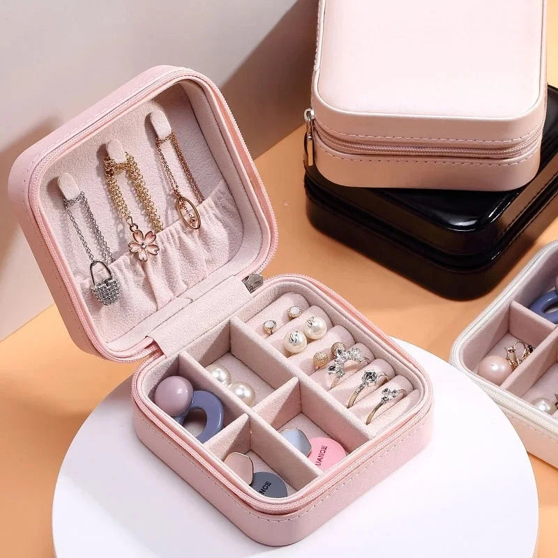 10*10*5cm Portable Jewelry Box Jewelry Organizer Display Travel Jewelry Case Boxes Leather Storage Joyeros Organizador De Joyas
