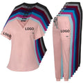 New Women V Neck Stretch Nursing Hospital Uniform Scrubs Embroidery Doctor Medical Custom Scrubs Uniforms Sets