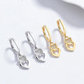 Fashion Earrings Jewelry 925 Sterling Silver Earrings Double Two Hearts Diamond Gold Plated Hoop Earrings Women Valentine's Day