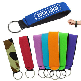 Hot Selling Custom Logo Floating Neoprene Keychain with Wrist Strap Cheap Promotional Gift Popular Carabiner Keychain