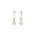 White Camellia Design Earrings Luxury Mother of Pearl Shell Flower Freshwater Pearls Pendant Dangle Earrings