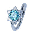 2024 Xingyue Wholesale Moissanite Ring 1Carat Flower Style Moissanite Stone D Ocean Blue Ring for Lady