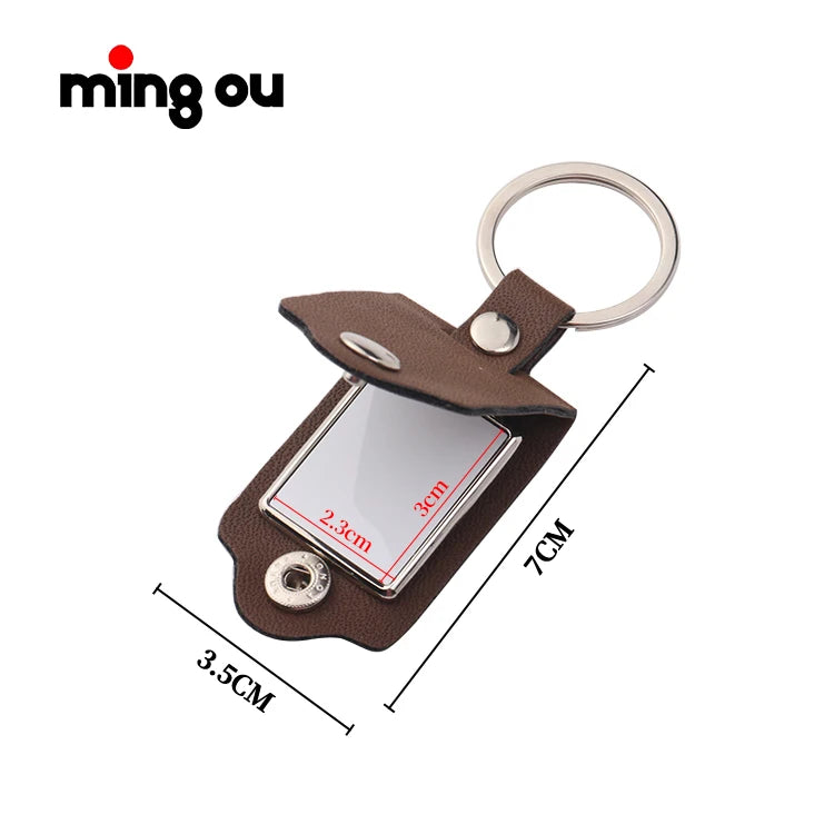 Fast Customization logo Laser Engraving Blank Colorful Leather Cover Sublimation Keychains