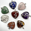 Natural Quartz Amethyst Jewellery Crystal Stone Raw Gemstone Sacred Silver Flower love Heart Shape Pendant Necklace for Women