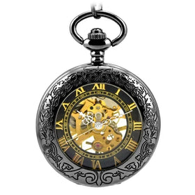 Big Glass Hand Wind Mechanical Watches Transparent Manual Roman Mechanical Pocket Watches