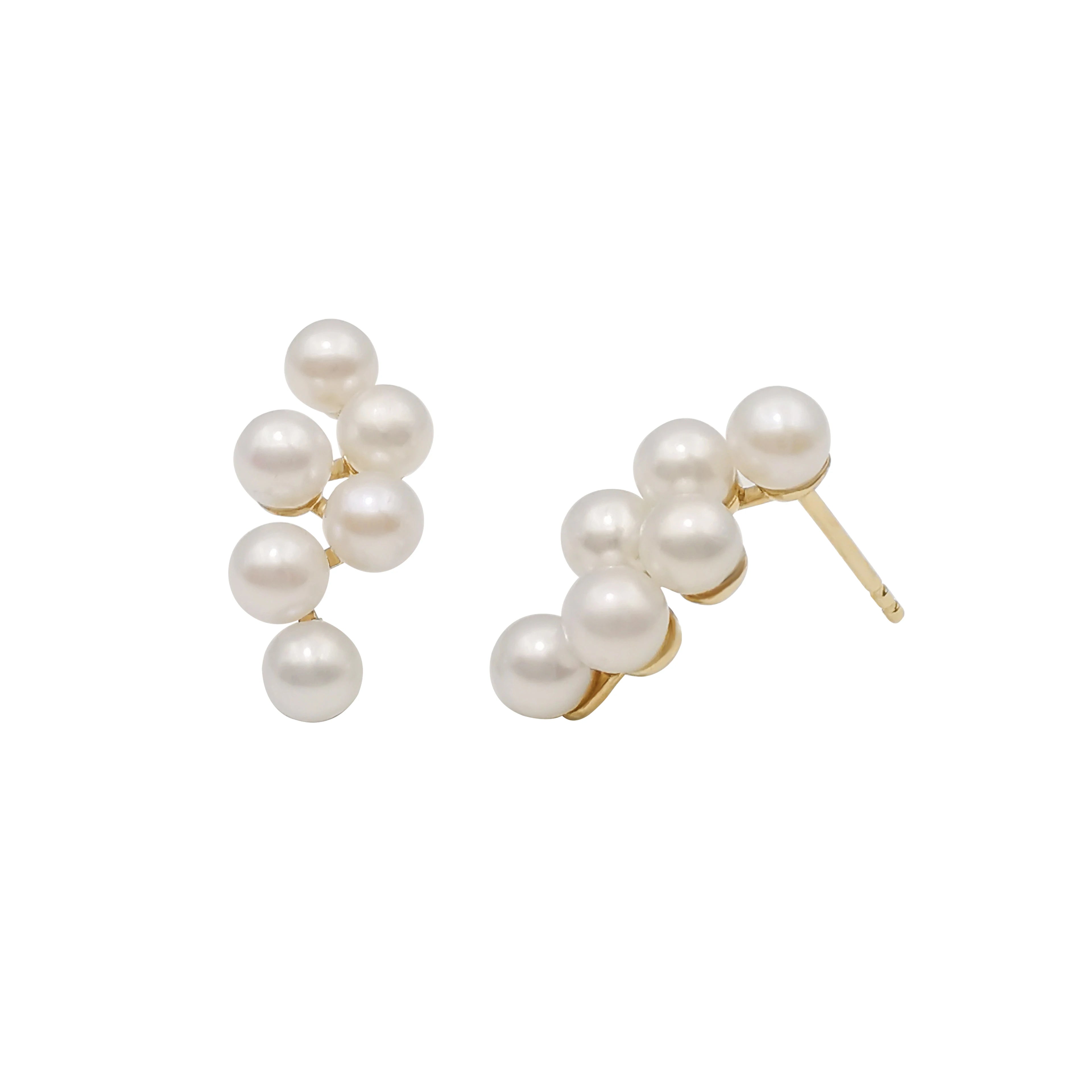 High Fashion AU585 14k Solid Gold Pearl Earrings Jewelry Good Quality Real Yellow Gold Earrings Fine Jewelry