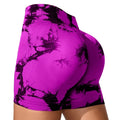 High Waist Elastic Hip Lifting Tie Dyed Sports Tight Pants Women Outdoor Running Seamless Yoga Fitness Shorts