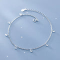 Simple 925 Sterling Silver ZIrcon Beads Anklets for Women Summer Foot Jewelry