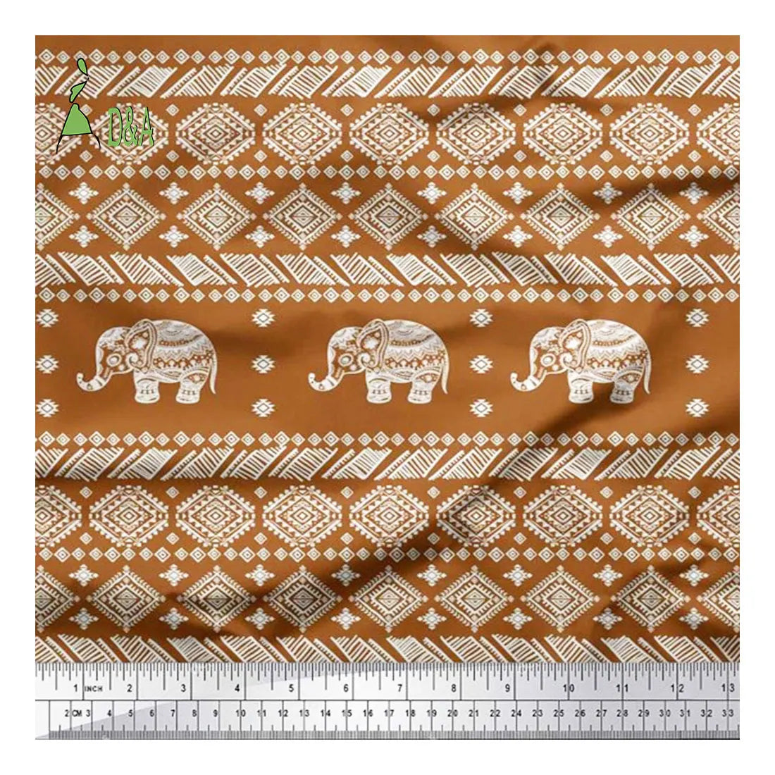 Vintage 100% Rayon Fabric Aztec & Tribal Elephant Animal Print Plain Style Woven Technics for Girls' Sleepwear Boy's Lining