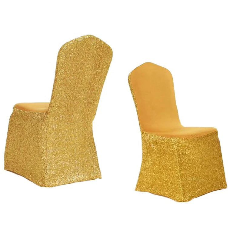 Cheap Shiny Sequin Gold Wedding Chair Covers  for banquet hotel events