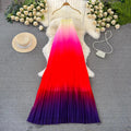 SML Summer Fashion Hanging Neck Open Back Loose A-line Dress Gradient Color Dress Beach Vacation Dress